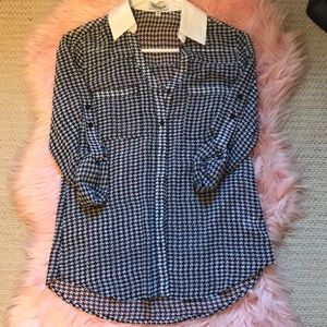 Express Portofino dress shirt XS houndstooth